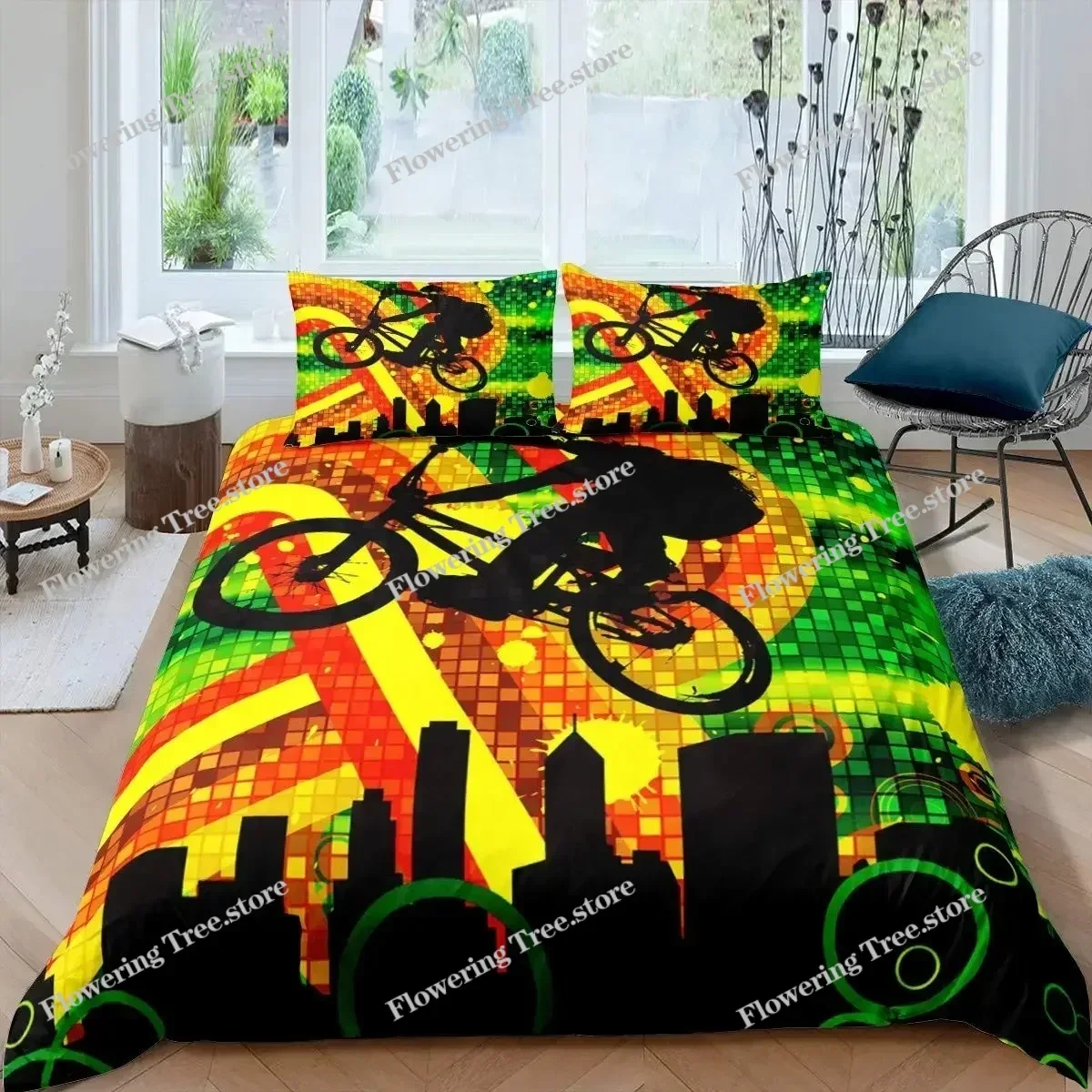 Mountain Biking Europe - Fietsdekbedovertrekset Microfiber Mountainbike Dekbedovertrek Sport Game
